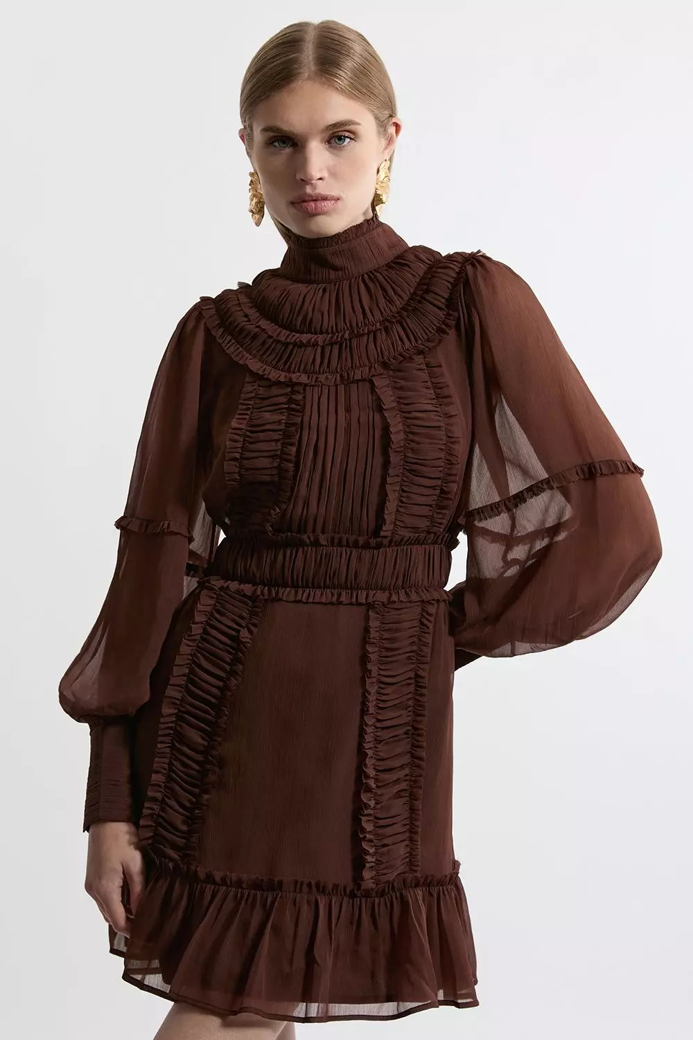 ★KAREN MILLEN★ フローラル シフォン バルドー ワイドレッグ Lydia Millen Floral Ruffle Chiffon Maxi Dress | Karen Millen